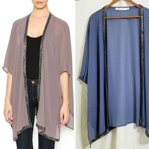 Bishop + young beaded kimono blue sheer cover up